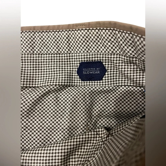 INCOTEX Solid Khaki Brown 100% Cotton Mens Luxury Flat Front Pants Trousers - 38 - Picture 7 of 11